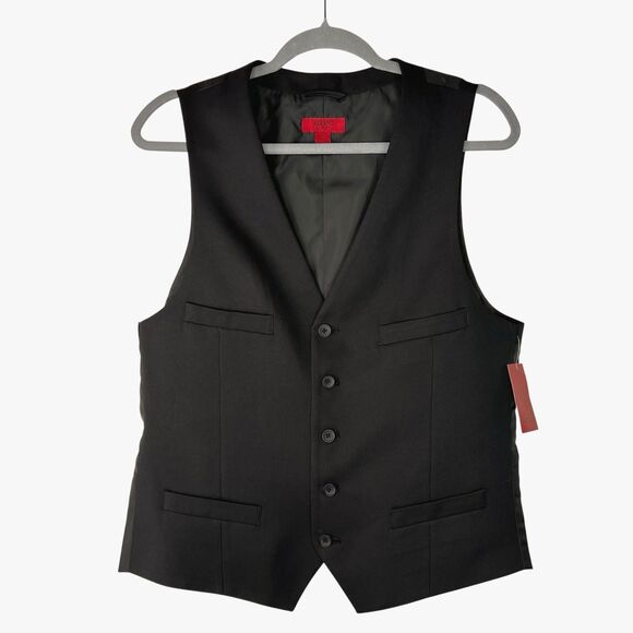 NWT Alfani Men's Slim Fit Vest Tuxedo Party Formal Costume Size Medium Black New - Picture 1 of 10
